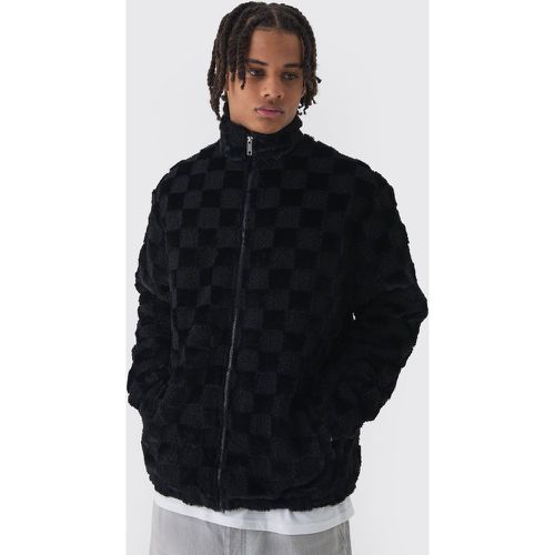 Veste oversize à carreaux et fausse fourrure - S - Boohooman - Modalova