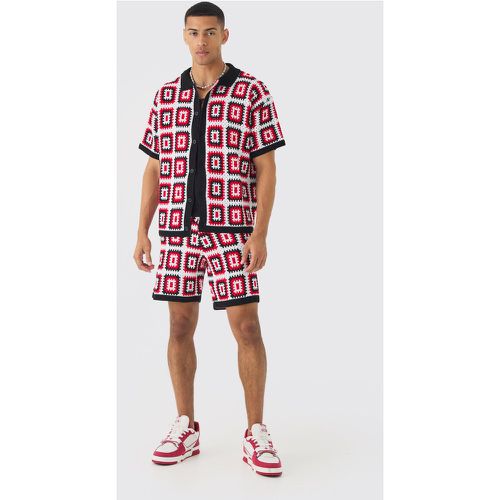 Ensemble oversize en crochet avec chemise et short - S - Boohooman - Modalova