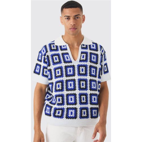 Polo oversize à col V en crochet - M - Boohooman - Modalova