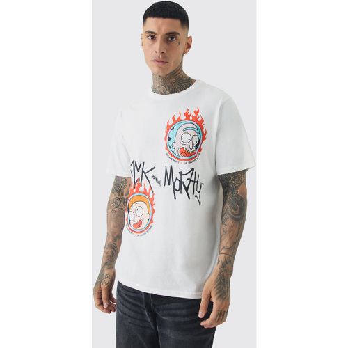 Tall Rick & Morty Printed License T-shirt In White - Boohooman - Modalova