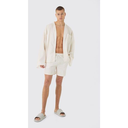 Ensemble à imprimé gothique avec chemise kimono et short de bain - S - Boohooman - Modalova