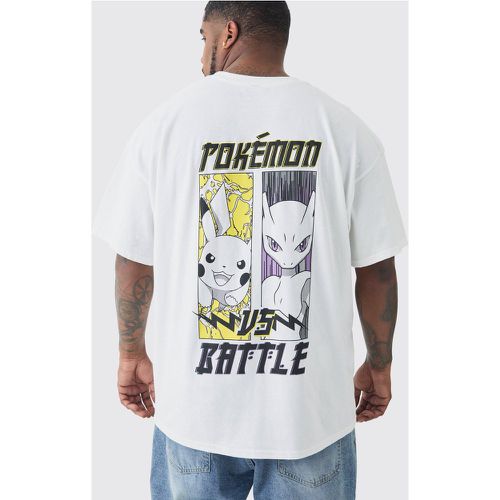 Plus Pokemon Battle Printed Licensed Back Print T-shirt In Ecru - - XXXL - Boohooman - Modalova