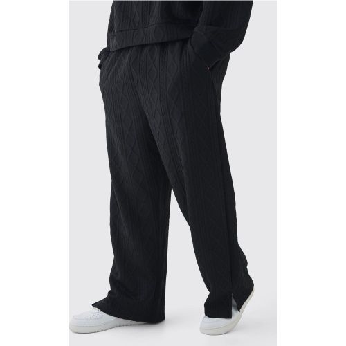 Grande taille - Jogging large fendu en maille torsadée - XXXXL - Boohooman - Modalova