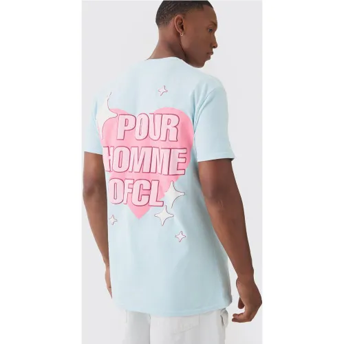 T-shirt oversize délavé à col montant et imprimé cœur - XS - Boohooman - Modalova