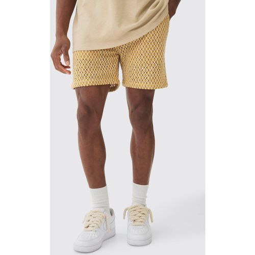 Elasticated Waist Crochet Bermuda Shorts - Boohooman - Modalova