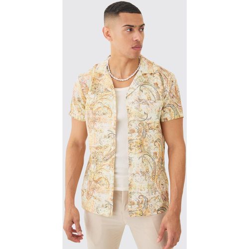 Linen Look Tapestry Print Shirt - Boohooman - Modalova