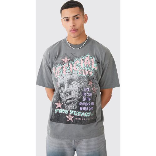 T-shirt oversize surteint imprimé - Official - M - Boohooman - Modalova