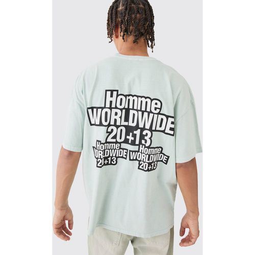 Oversized Overdye Worldwide T-shirt - Boohooman - Modalova