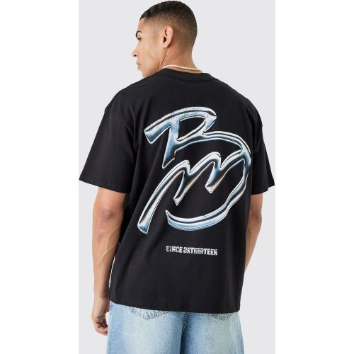 T-shirt oversize imprimé BM - L - Boohooman - Modalova
