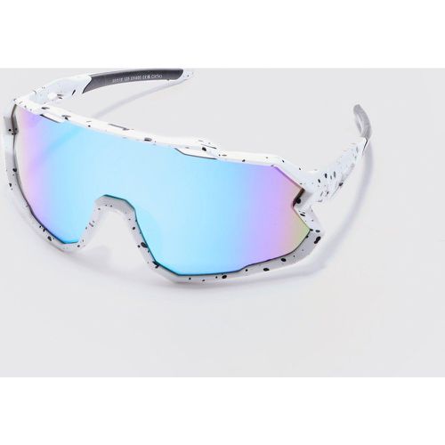 Lunettes de soleil visière à verres miroir - ONE SIZE - Boohooman - Modalova