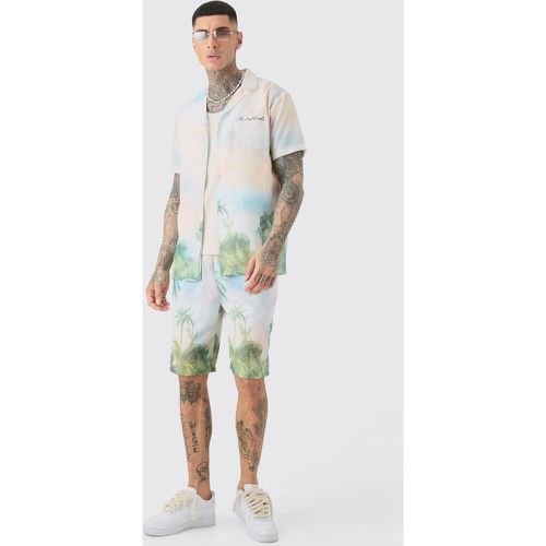 Tall - Chemise en lin à imprimé paysage et short homme - S - Boohooman - Modalova