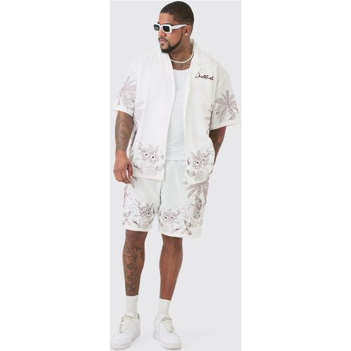 Grande taille - Ensemble avec chemise fleurie et short homme - XXXXXL - Boohooman - Modalova