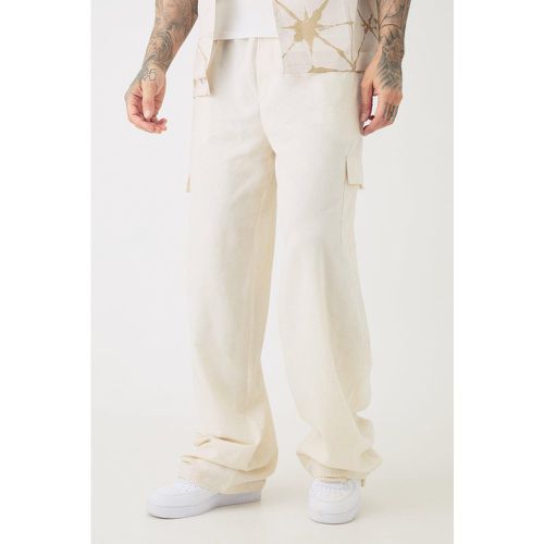 Tall - Pantalon cargo oversize en lin à taille élastiquée - S - Boohooman - Modalova