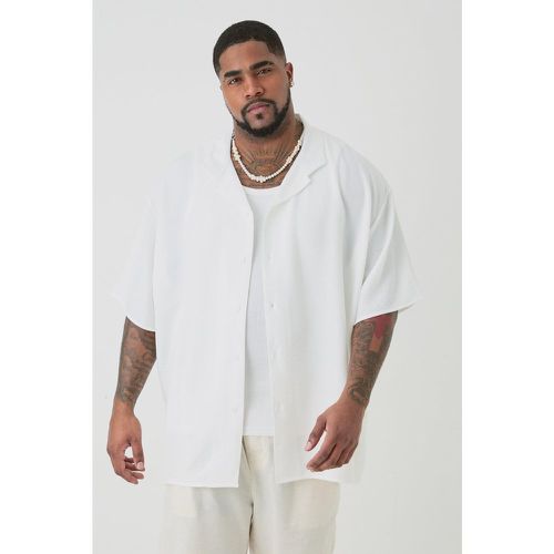Plus Short Sleeve Oversized Linen Shirt In White - - XXXL - Boohooman - Modalova