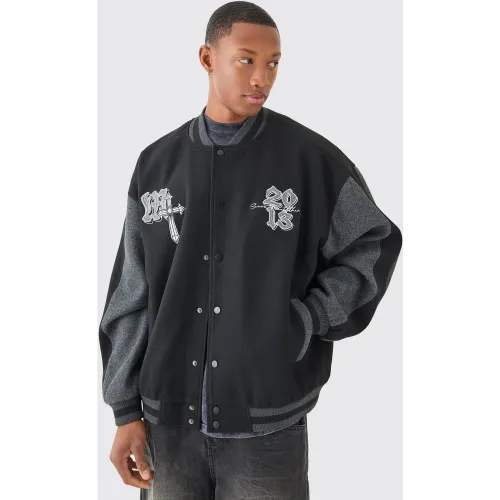 Veste universitaire oversize color block - M - Boohooman - Modalova