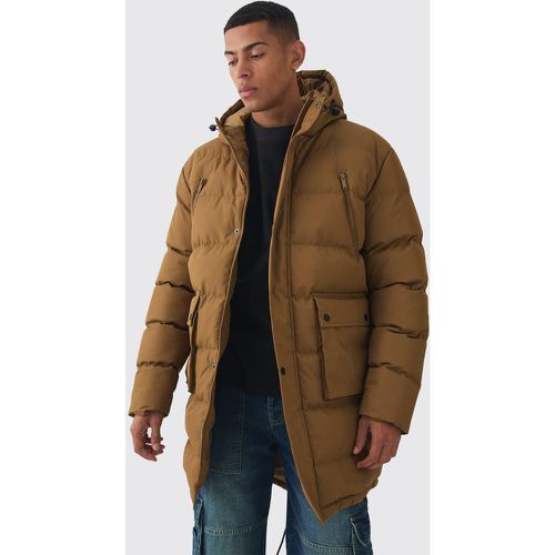 Parka mi-longue à capuche en olive homme - M - Boohooman - Modalova