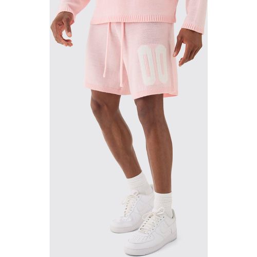 Relaxed Varsity Jacquard Knit Short - Boohooman - Modalova