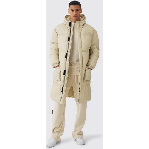 Doudoune longue à capuche et poches - XS - Boohooman - Modalova