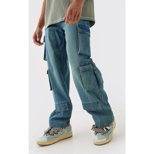 Baggy Rigid Multi Cargo Pocket Jeans In Blue homme - - 28R - Boohooman - Modalova