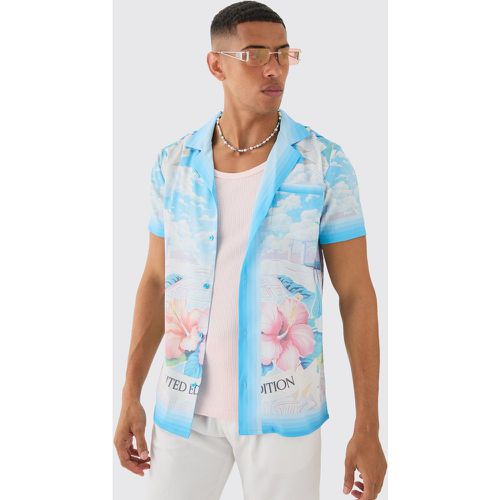 Chemise cintrée fleurie à manches courtes - L - Boohooman - Modalova