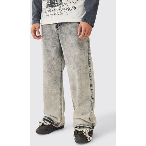 Extreme Baggy Rigid Acid Wash Jeans In Charcoal - - 28R - Boohooman - Modalova