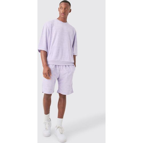 Survêtement oversize en tissu éponge à manches courtes - S - Boohooman - Modalova