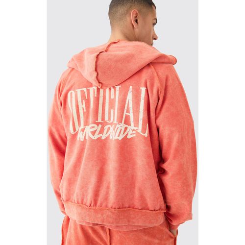 Sweat à capuche oversize zippé imprimé - M - Boohooman - Modalova