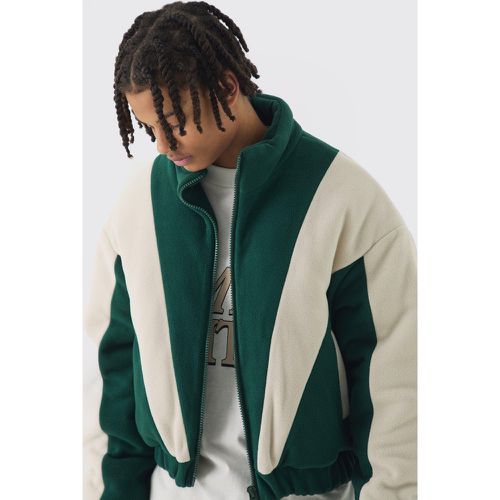 Veste oversize color block à col montant en polaire homme - S - Boohooman - Modalova