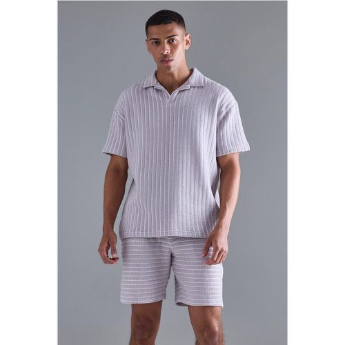 Ensemble oversize à rayures avec polo et short - S - Boohooman - Modalova