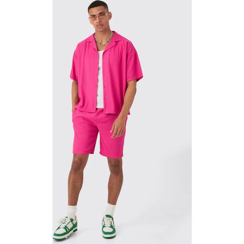 Ensemble côtelé à manches courtes avec chemise oversize et short - S - Boohooman - Modalova