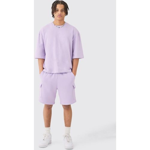 Ensemble oversize avec t-shirt à manches 3/4 et pantalon cargo - S - Boohooman - Modalova