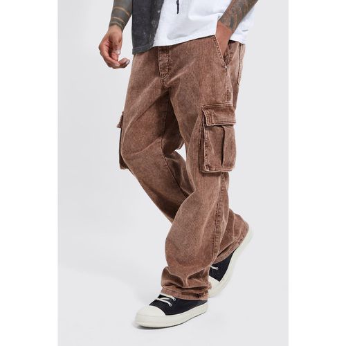 Pantalon cargo délavé en velours côtelé - 30S - Boohooman - Modalova