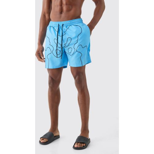 Short de bain mi-long à imprimé squelette - S - Boohooman - Modalova