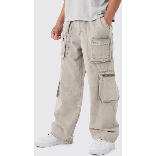 Pantalon baggy délavé à taille élastiquée - 28 - Boohooman - Modalova