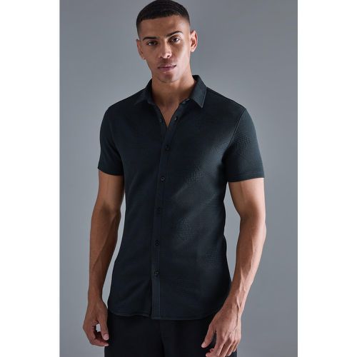 Chemise moulante à manches courtes et imprimé géométrique - S - Boohooman - Modalova