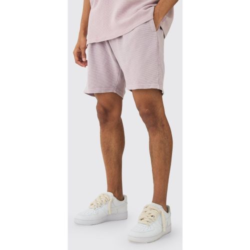 Short de volley délavé en tissu gaufré - L - Boohooman - Modalova