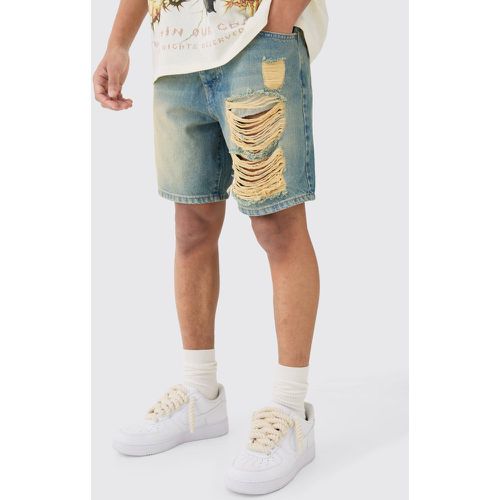 Short large en jean délavé - 28 - Boohooman - Modalova