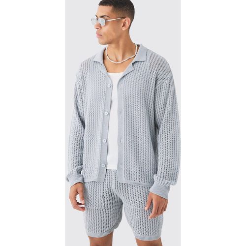 Chemise en crochet à manches longues - S - Boohooman - Modalova