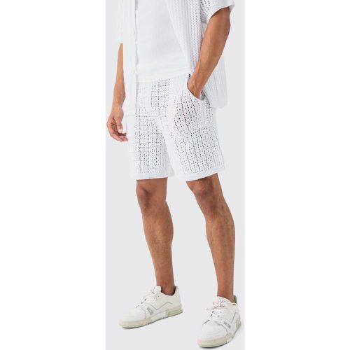 Crochet Knitted Mid Length Shorts In White - Boohooman - Modalova