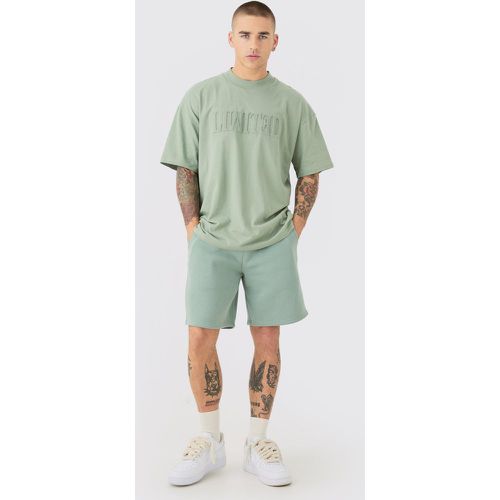 Oversized Extended Neck Limited Embossed T-shirt And Relaxed Short Set - Boohooman - Modalova