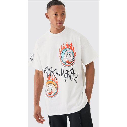 Oversized Rick And Morty Cartoon License T-shirt - Boohooman - Modalova