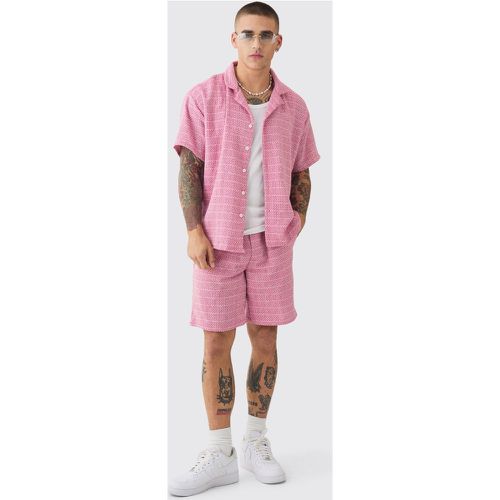 Ensemble texturé avec chemise à manches courtes et short - L - Boohooman - Modalova