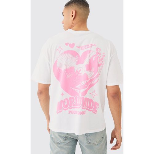 Oversized Heart Record Print T-shirt - Boohooman - Modalova