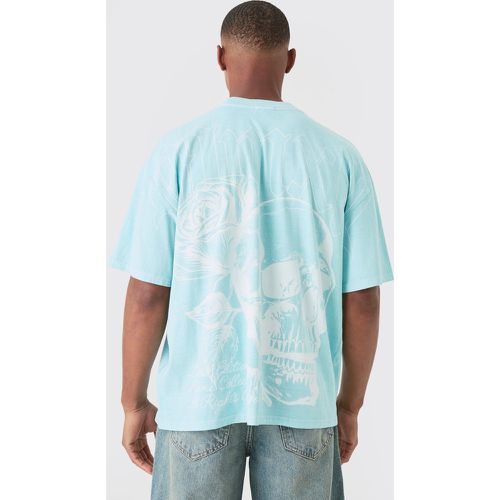 T-shirt oversize délavé à imprimé crâne - S - Boohooman - Modalova