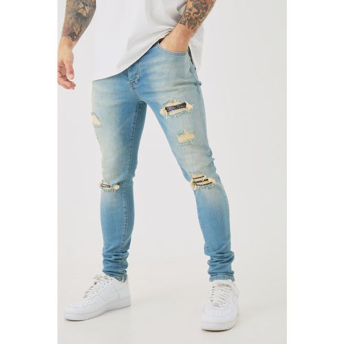 Jean skinny stretch déchiré à motif bandana - 28R - Boohooman - Modalova