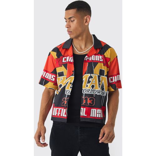 Chemise oversize satinée à imprimé moto - S - Boohooman - Modalova