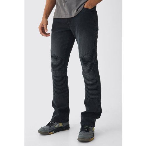 Jean slim flare biker en denim à empiècements - 28R - Boohooman - Modalova