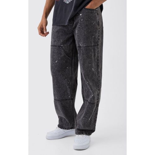 Jean large en denim à taches de peinture - 28R - Boohooman - Modalova