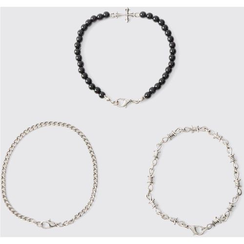 Lot de 3 bracelets à pendentif croix - ONE SIZE - Boohooman - Modalova