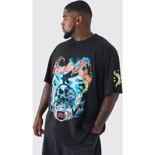 Grande taille - T-shirt oversize imprimé crâne et flammes - XXXXL - Boohooman - Modalova